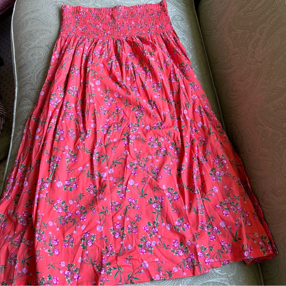 NWT J. Crew Smocked Skirt in Coral Floral Size XL